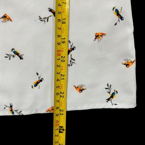 Womens Small Shirt Blue Birds V Neck Blouse Business Casual Top A New Day Kitsch - Picture 7 of 7